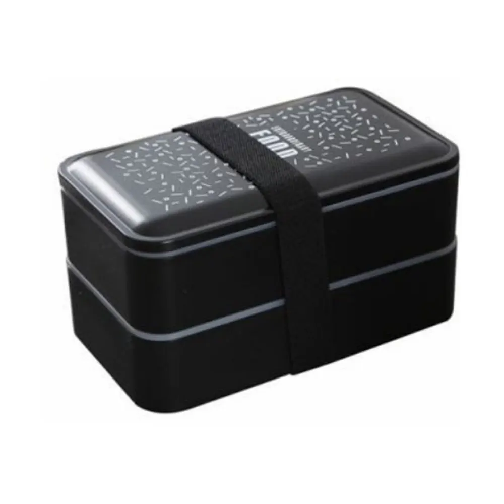 Bento Box двухслойный изолированный ланч портативный пластиковый Ланч-бокс в скандинавском стиле черный школьный контейнер для еды