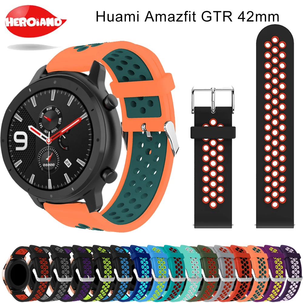 

Frontier classic strap For Xiaomi Huami Amazfit GTR 42mm strap new sports style bands Quick release silicone bracelet watchband
