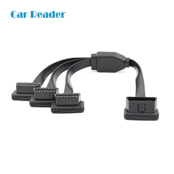 

1 IN 3 Converted Cable OBD2 Flat Extension Cable With 16Pin connected 4FT OBD2 Male to three female elbow Extension Cable