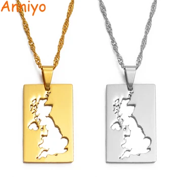 

Anniyo United Kingdom of Great Britain and Northern Ireland Map Pendant & Necklaces for Women UK Country Maps #021421