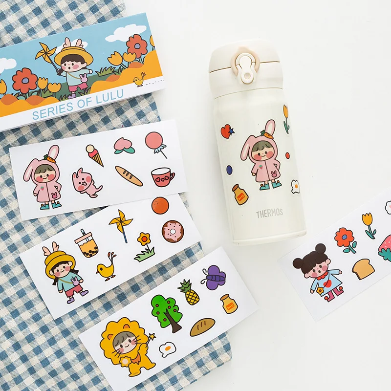 

Korea ins wind cute cartoon thermos cup waterproof sticker pvc sticker water cup notebook hand account original sticker