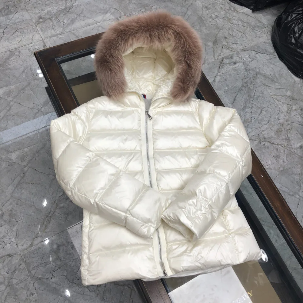 Зимний пуховик для женщин, модный теплый пуховик утолщенный, парка с меховым воротником, куртки с капюшоном, съемный мех, Женское зимнее пальто