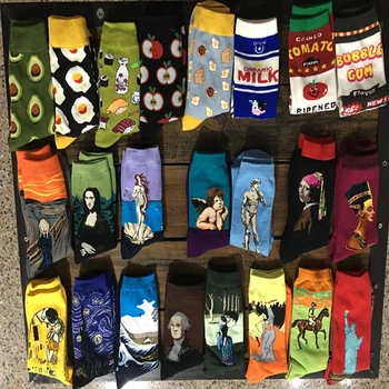

Harajuku avocado van Gogh printed female socks kawaii funny socks woman cute socks Korean style socks woman happy female socks h