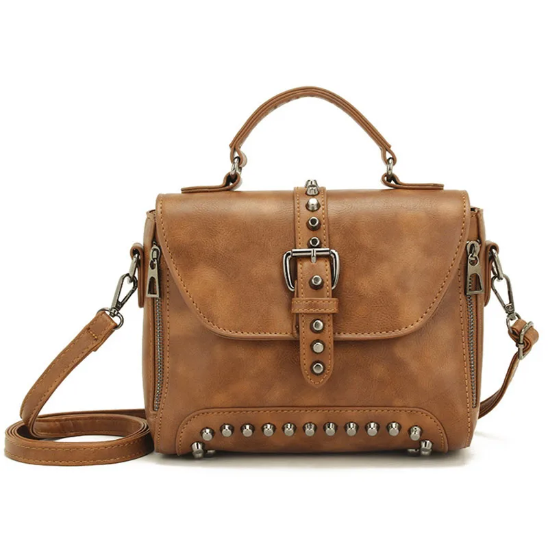 

New Fashion Small Rivet Leather Women's Messenger bags High quality PU Leather Handbag Cover open Lady Shoulder Crossbody bags