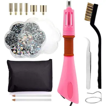 

3000Pcs Mixed Sizes Crystal AB Hot Fix Rhinestones Full Set with Hotfix Applicator Glass Iron on Rhinestones(US Plug)