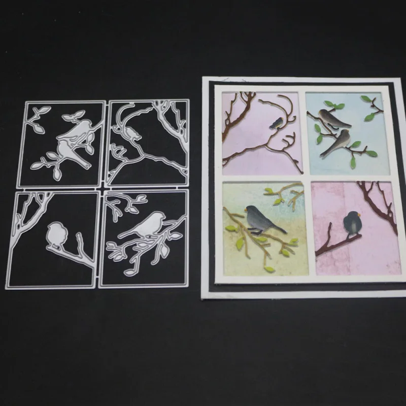 4 Pcs Rectangle Metal Cutting Dies Bird Troqueladora Twig Decoration Stencil DIY Scrapbooking Stamps And 2019 New Craft | Дом и сад
