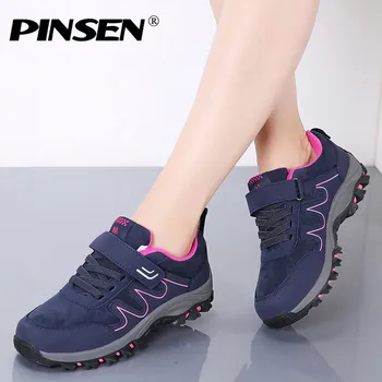 

PINSEN 2020 New Autumn Women Shoes High Quality Outdoor Hiking Comfortable Shoes Woman Casual Lace-up Flats Mother Shoes