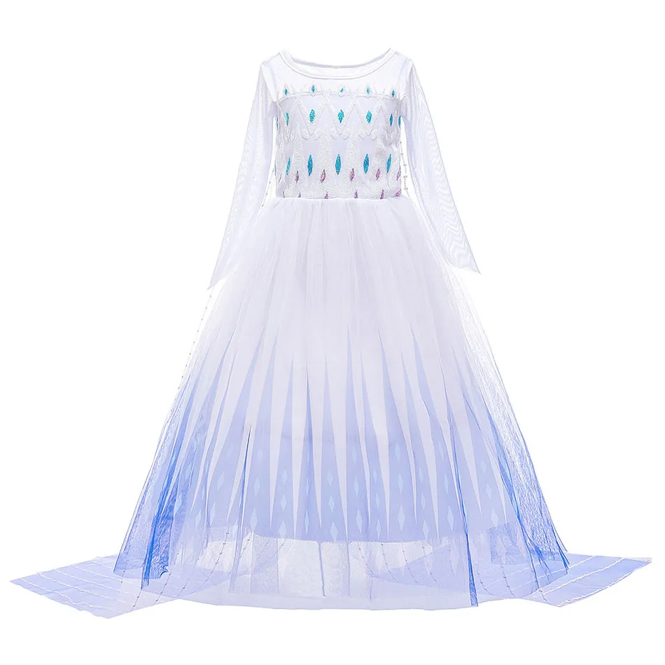 cutest baby dresses 3 5 6 8 10 Years Girls Snow Queen Elsa 2 Dress Kids Halloween White Princess Costume Children Birthday Party Frocks Clothes Up skirt for baby girl