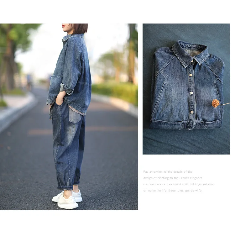 Artistic 19 Autumn New Style Simple Washing Cowboy Single Breasted Loose-Fit Versatile Casual Jeans Coat 6798
