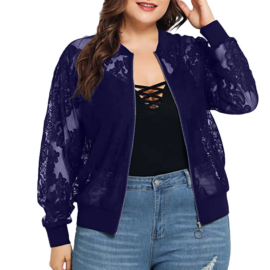 

JAYCOSIN Womens Autumn Plus over jacket coats Lace Loose Shawl Cardigan Top Cover Up Long Sleeve Blouse overcoats veste femme