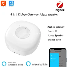 Tuya Smart Alexa Smart Lautsprecher Tuya Zigbee 3,0 Gateway Mit Alexa Gebaut in Smart IR modul im inneren mit Sirene Alarm alexa Lautsprecher