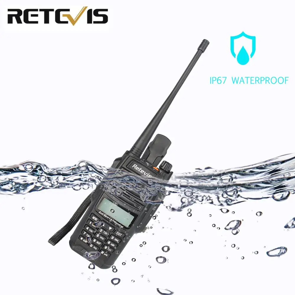 Retevis RT6 Водонепроницаемая рация IP67 5 Вт 128CH Двухдиапазонная VHF UHF радио VOX FM lcd дисплей портативная Walk Talk рация