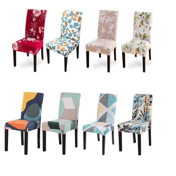

1/2/4/6pcs Modern Printed Chair Cover Elastic Seat Chair Covers Removable And Washable Stretch Banquet Hotel Dining Room Cover