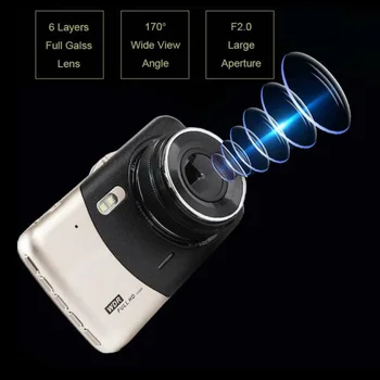 

Set Car DVR Gold 1080P Dual Lens Replacement Accessories Recorder 4.0 inch