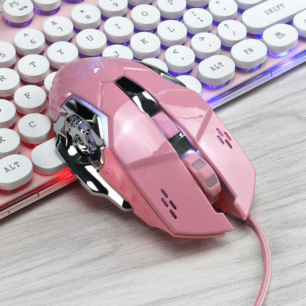 X500 проводной светодиодный светильник 6 кнопок 3200 dpi оптическая Usb игровая мышь для ПК-розовый