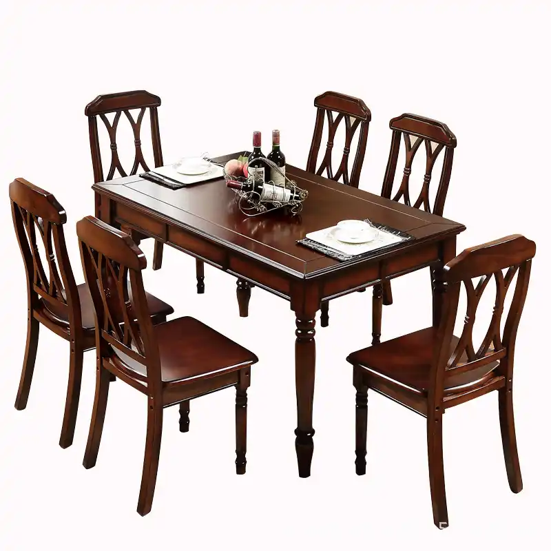 American Dining Table And Chair Combination Solid Wood Rectangular Dining Table And Chair Combination