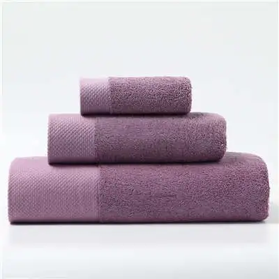 Утолщенное хлопковое банное полотенце, набор для ванной комнаты, большие однотонные цвета, полотенца для рук и лица для взрослых, для спорта, бассейна, плавания, махровая мочалка - Цвет: Purple