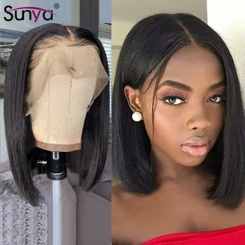 

Brazilian Straight Short Bob Wigs 13x4 Lace Front Human Hair Wigs With Baby Hair Pre Plucked Remy perruque cheveux humain