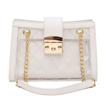 

Trendy 2019 Transparent Shoulder Bags Leather Jelly Bag Large Capacity Flap Two Piece With Zipper Leather Purse Ladies Handbags