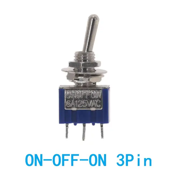 10PC/5PC Miniature Toggle Switch Single Pole Double Throw SPDT DPDT ON-OFF-ON ON-ON 120VAC 6A 1/4 Inch Mounting MTS-102 103 202 MTS-103