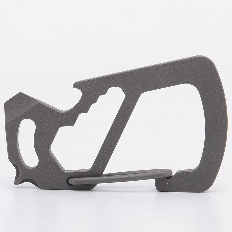 

TC4 Titanium Multi-functional Bottle Opener Slotted Phillips Screwdriver Hexagon Wrench Ruler Belt Clip Keychain Key Holder Ring