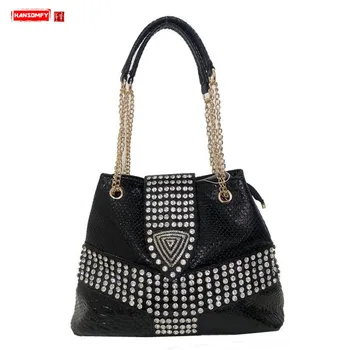 

Luxury Fashion Diamonds Women Handbags Female Chains Shoulder Messenger Bag Portable Casual Rhinestone Drill Ladies Buckle Bags