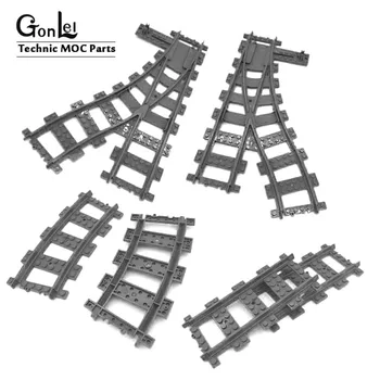 

5-50Pcs/Lot City Trains Train Track Rail Straight Curved Rails Building Blocks Set Bricks Kids Toys Compatible with 10254 Train