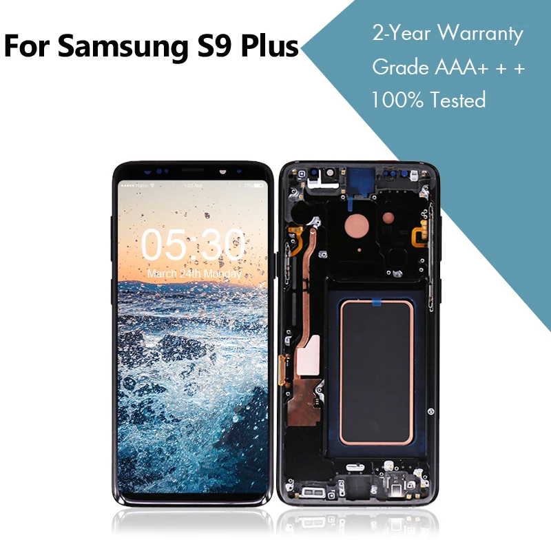 Для samsung для Galaxy S9 Plus G965 ЖК-дисплей с сенсорным экраном дигитайзер с рамкой в сборе S9 Plus экран дисплея