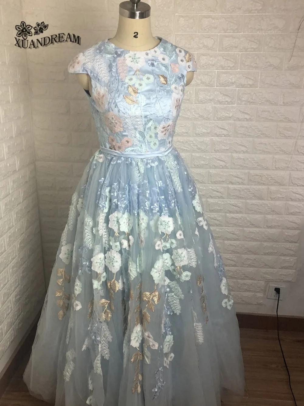 XUANDREAM, Новое поступление, vestido azul turquesa debutante curto, с круглым вырезом, с аппликацией, кружевные Элегантные винтажные длинные платья для выпускного вечера, XD-144