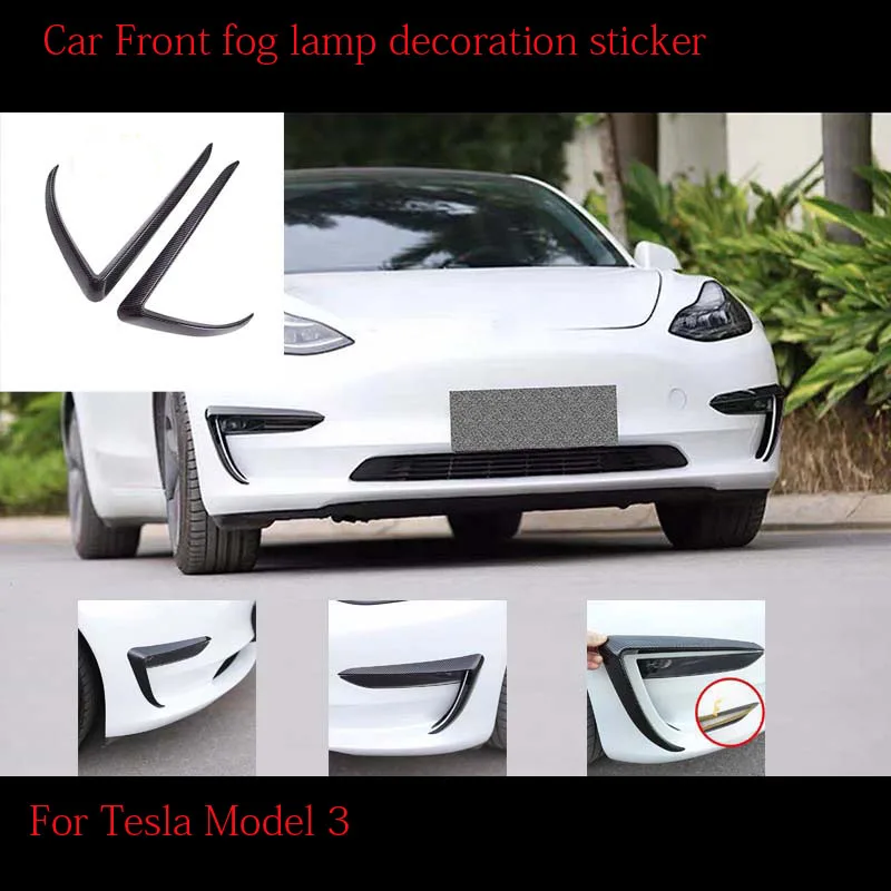 

Car Front fog lamp decoration sticker for Tesla Model 3 Light eyebrow wind knife fog lamp frame exterior sticker car stickers