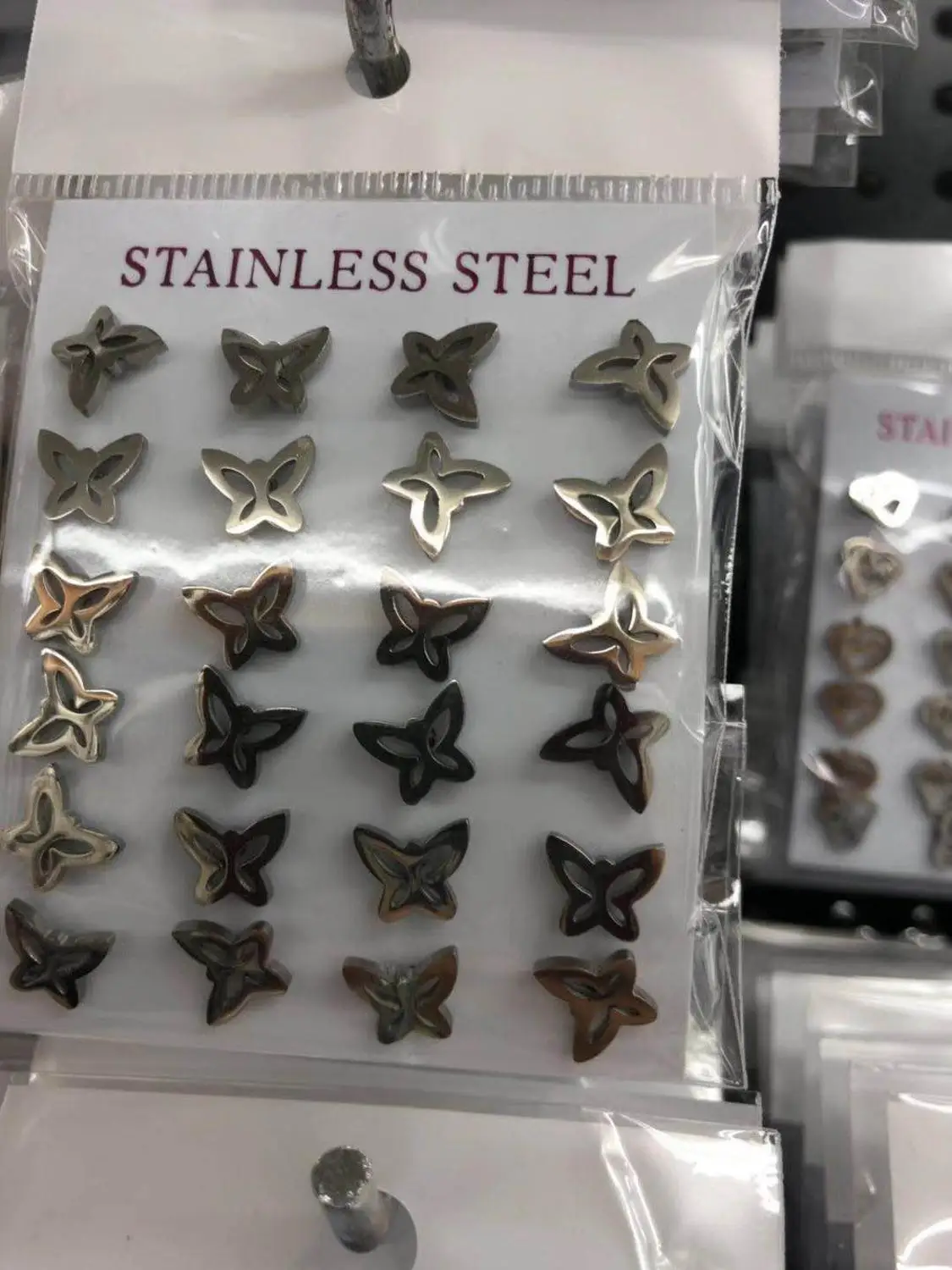12 пар/лот из нержавеющей стали бабочка изысканные серьги гвоздики женские серьги, ювелирные украшения оптом много серег