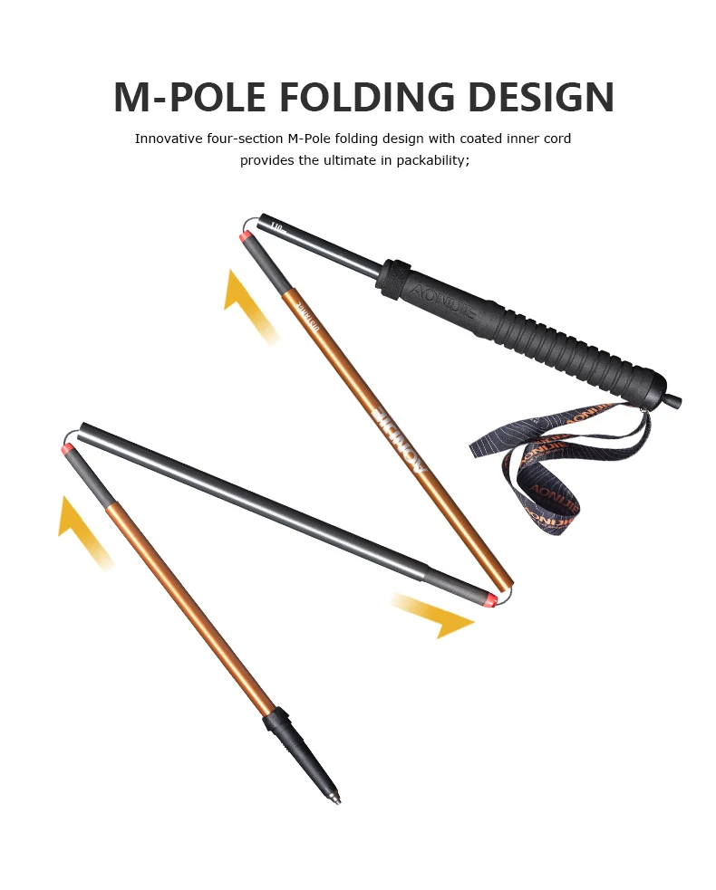 Correndo a pé Vara de Fibra de Carbono Aonijie M-pólo Dobrável Ultraleve Quick Lock Pólos Trekking Caminhadas Pole E4102 Corrida 4 AONIJIE M-Pólo Dobrável Ultraleve Quick Lock Pólos