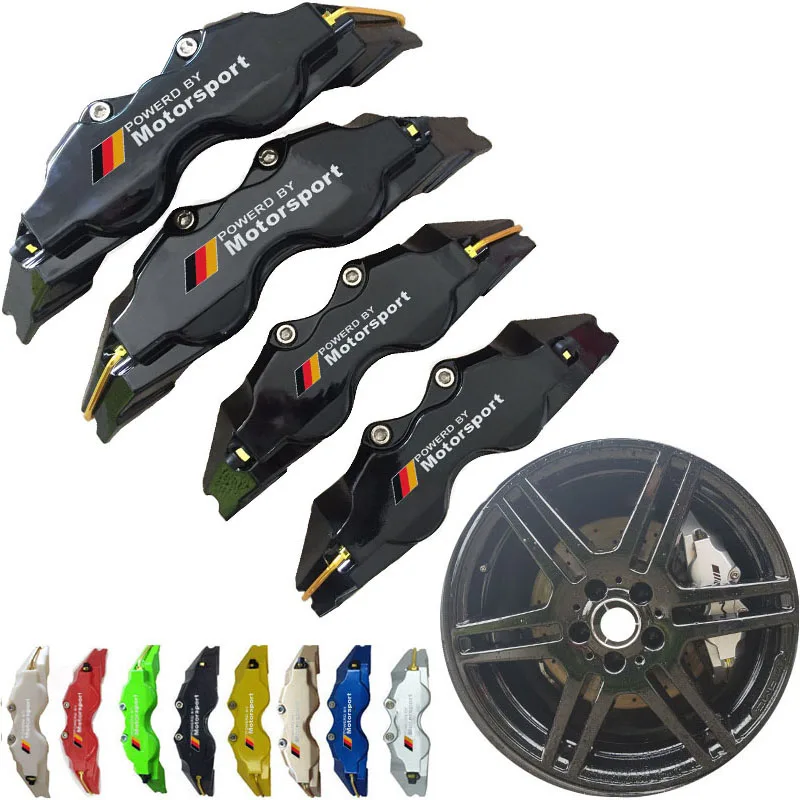4 Pcs ABS Plastic Disc Brake Caliper Cover With M Power Motor Sport Sticker  For BMW Front Rear Car Styling