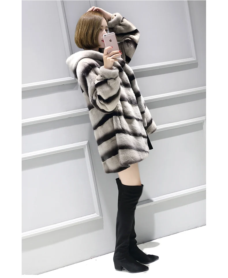 inverno полностью из норки пальто с мехом longa seque das mulheres simples moda generoso com casaco de pele de vison com capuz