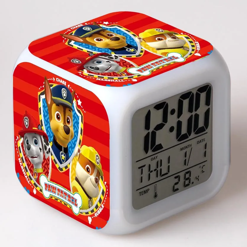 

Paw Patrol Anime Figure Model LED Alarm CLock Patrulla Paw patrol Colorful Flash Touch Light Cartoon Figuras Toys christmas