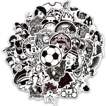 

50PCS black and white mixed vinyl sticker for laptop tablet luggage decorative stickers for MacBook/xiaomi/Huawei Notebook skin