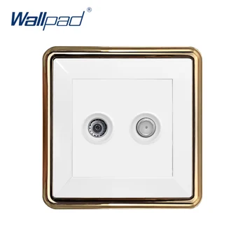 

2019 Wallpad TV+SAT Socket Wall Electrical Power Socket Outlet Gold Panel