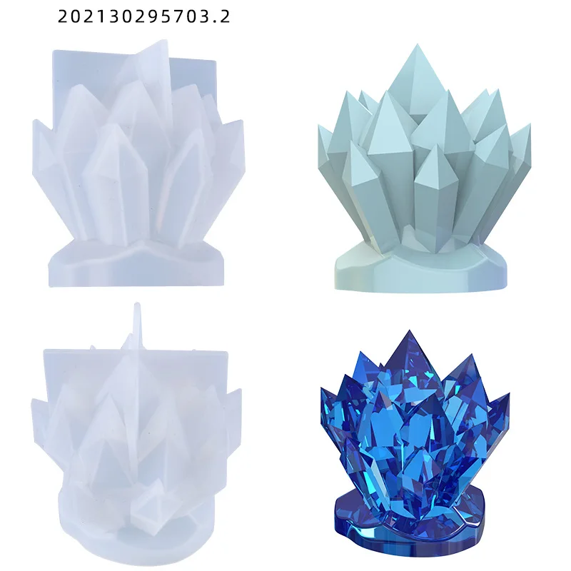 Crystal Cluster Candle Epoxy Resin Mold DIY Mirror Silicone Mold Table Jewelry Decoration Mould For Resin