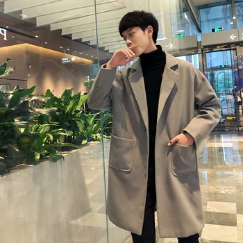 

Men's cotton windbreaker 2019 autumn and winter new long windbreaker men loose wild cotton windbreaker youth men's clothing