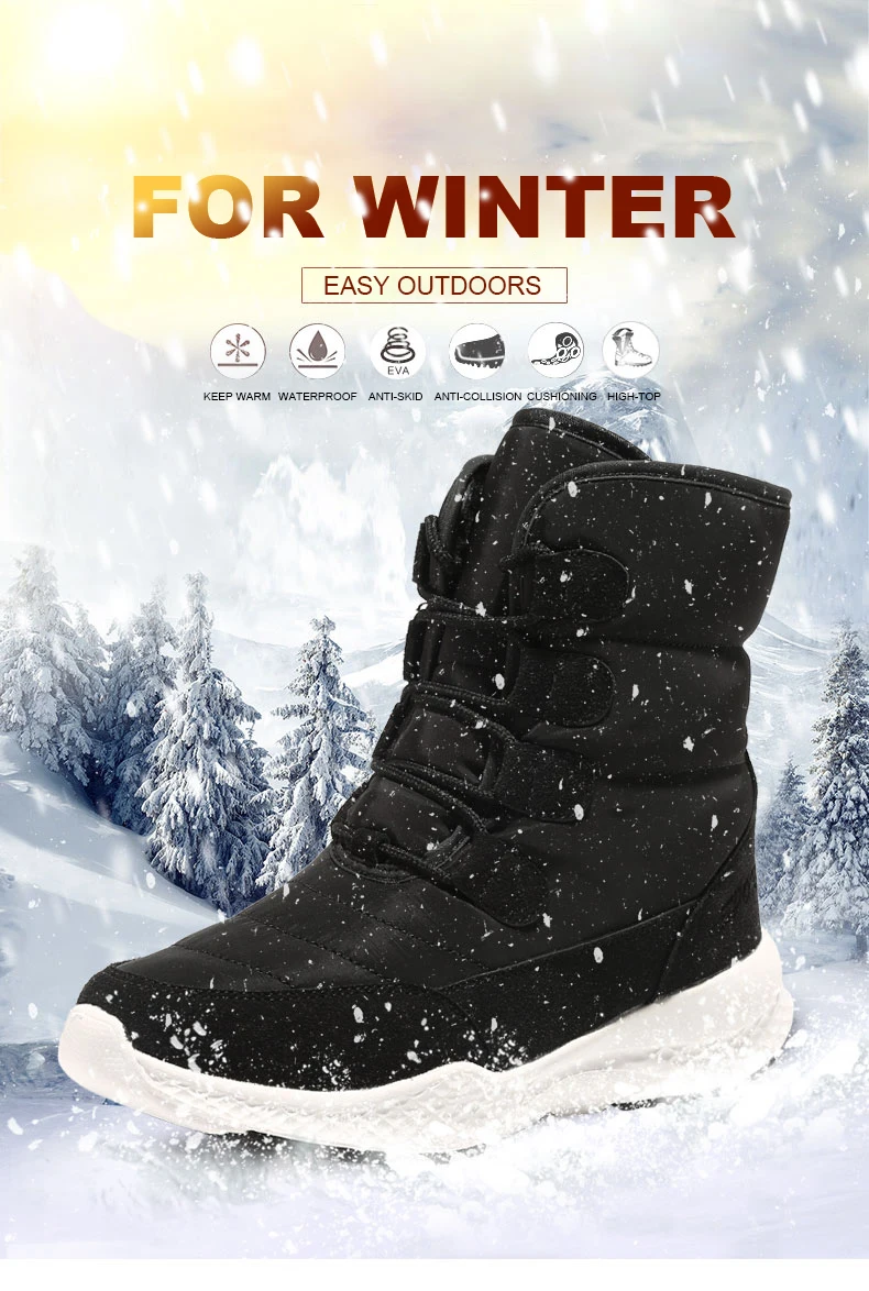 Кроссовки, обувь для пешего туризма, теплые меховые женские зимние ботинки с плюшевой стелькой, ботинки средней высоты, женская обувь, зимняя обувь черного цвета на шнуровке