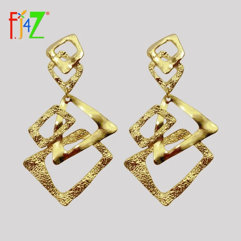 

F.J4Z Brand Women Earrings Noval Design Square Triangle Geo Statement Earrings Lady Jewelry Gifts Dropship Accessories