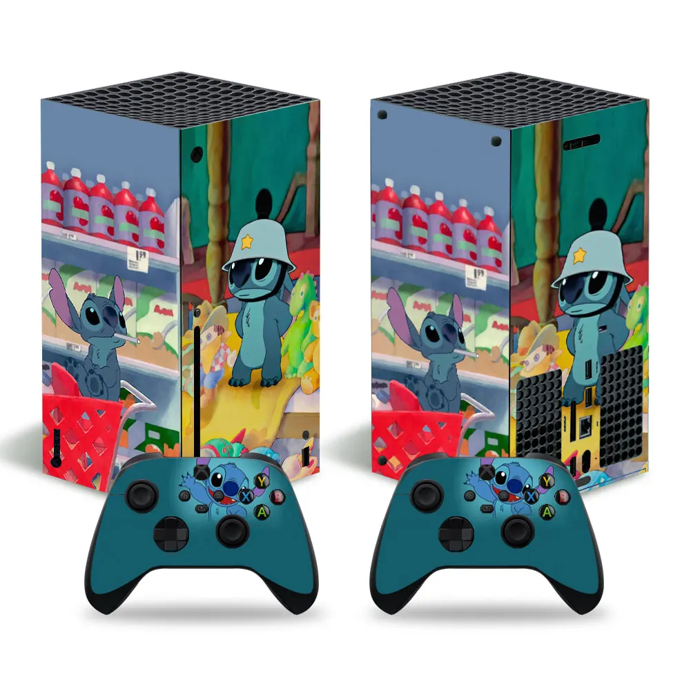 Disney Stitch Iron Man Skin Sticker Decal Cover for Xbox Series X Console and 2 Controllers Xbox Series X Skin Sticker Vinyl 