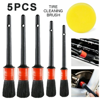 

5Pcs Car Detailing Brush Set Detail for Cleaning Wheels Engine Emblems Air Vents Cars Wash Maintenance Clean Accessories