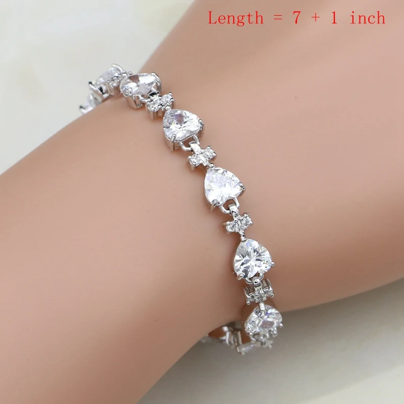 Heart Silver 925 Jewelry Sets White Cubic Zirconia Decoration Women Engagement