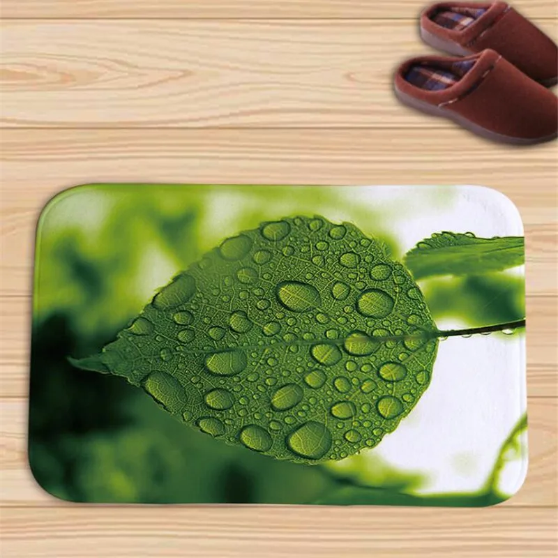 Домашний коврик с листьями, дверной коврик для ванной комнаты, ковер с зеленым растением, нескользящий коврик для ванной комнаты - Цвет: Style 3 leaflets