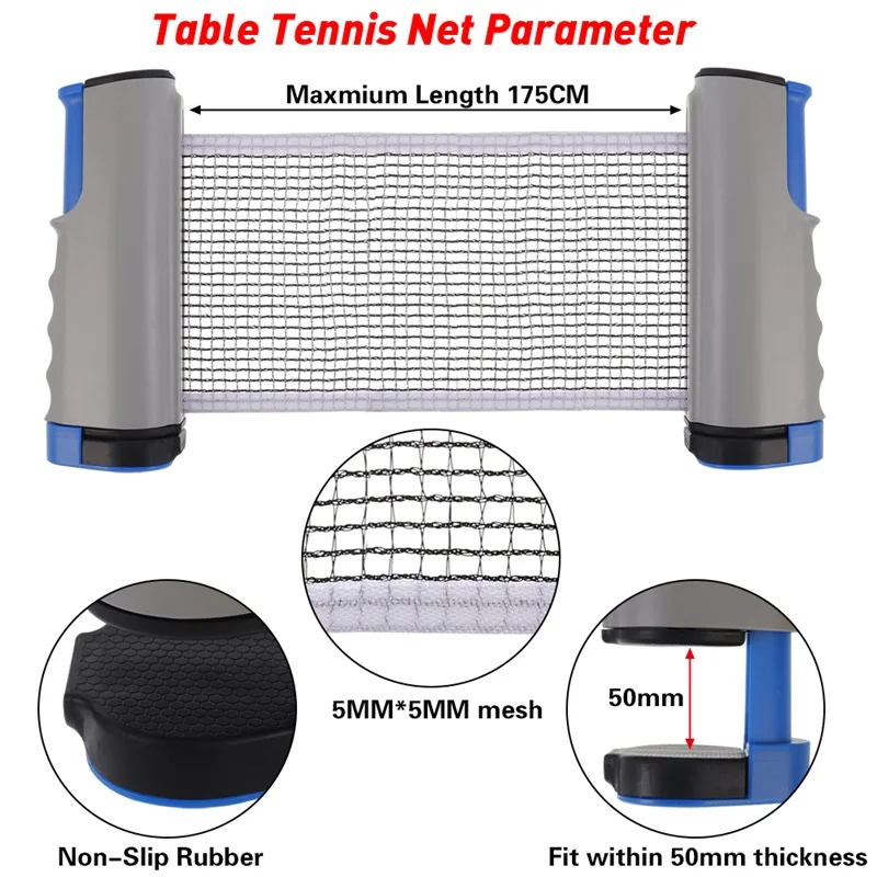 

Retractable Table Tennis Net Portable Professional Ping Pong Post Net Rack Family Entertainment Workout Fitness Tennis Equipment