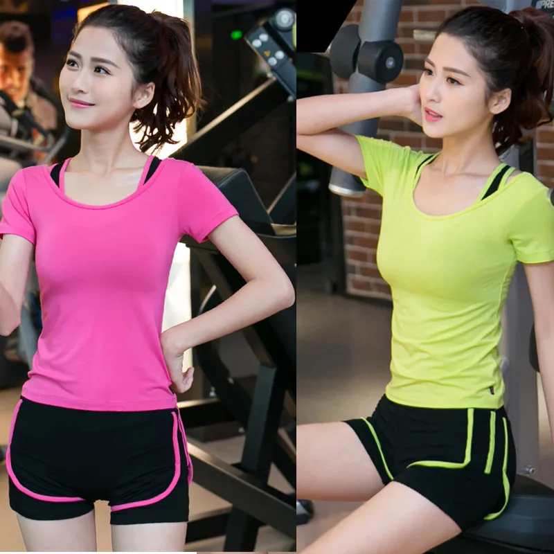 

Spring Summer 2019 New Style Profession Modal WOMEN'S Short-sleeved Clothes Yoga Sports Fitness Suit Shorts Set with Chest Pad