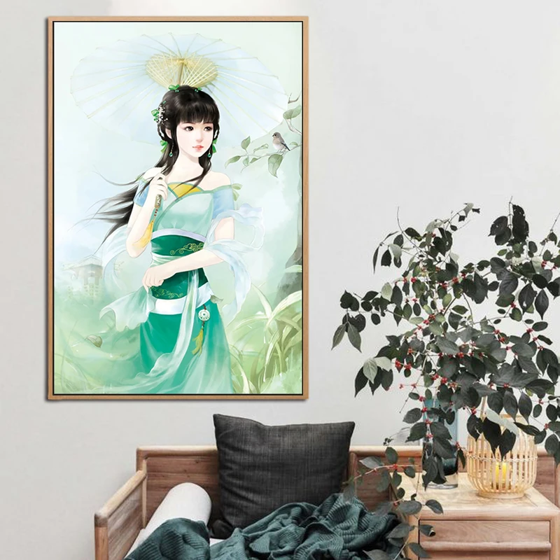 DIY Рисование по номерам картины против инструментария леди рисунок искусство