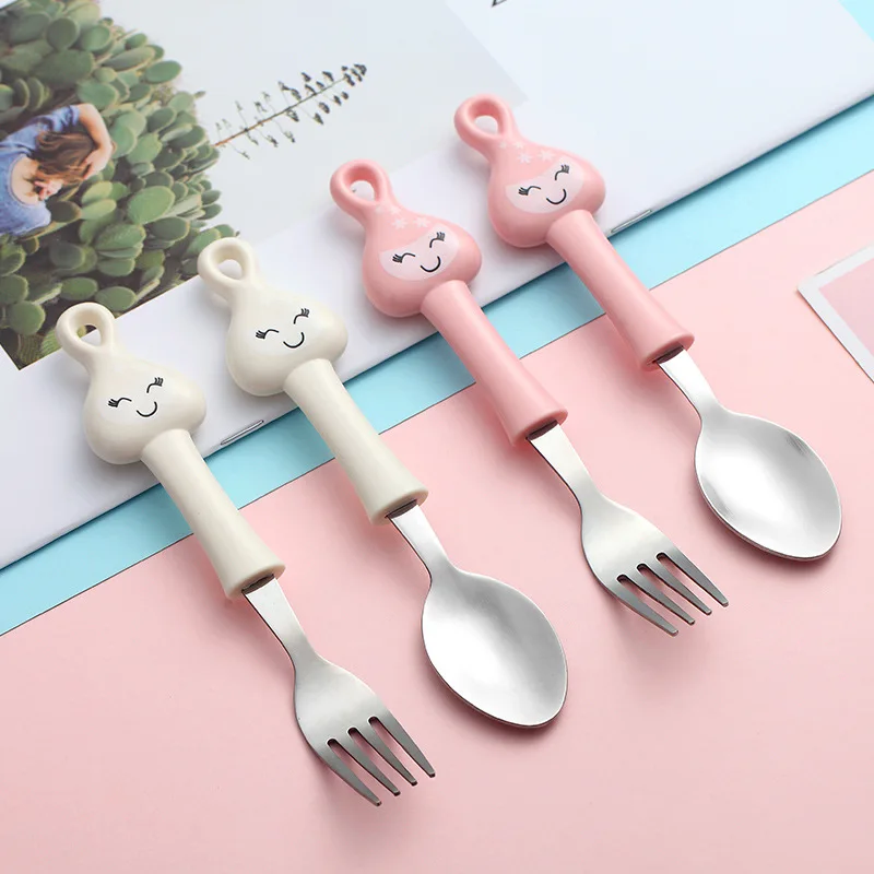 

2pcs Baby Spoon Forks Kids Stainless Steel Kids Cutlery Portable Children Tableware Set Baby Feeding Utensils Baby Gadgets