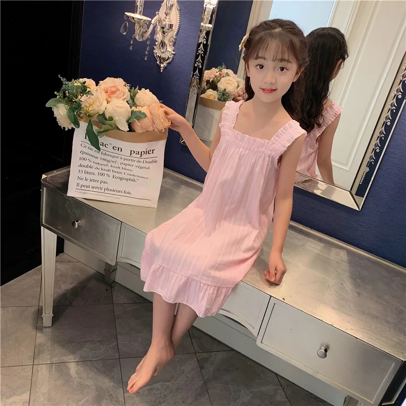 

Kids cute princess nightdress Summer nightgowns girls Sleeveless Cotton sleep dress Children Sleepwear Kids sleepshirts 2019 new